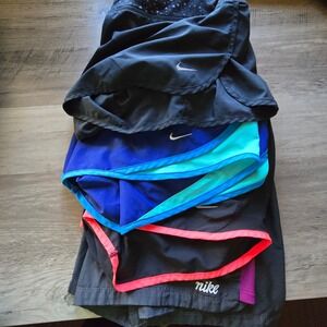 Nike Women Running Shorts Bundle Black Blue Pink Athletic Workout Gym Size M